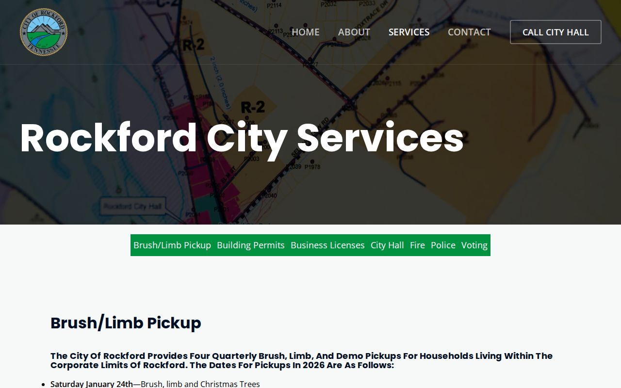 Rockford official services page stating the city is covered by Blount County Sheriff's Office