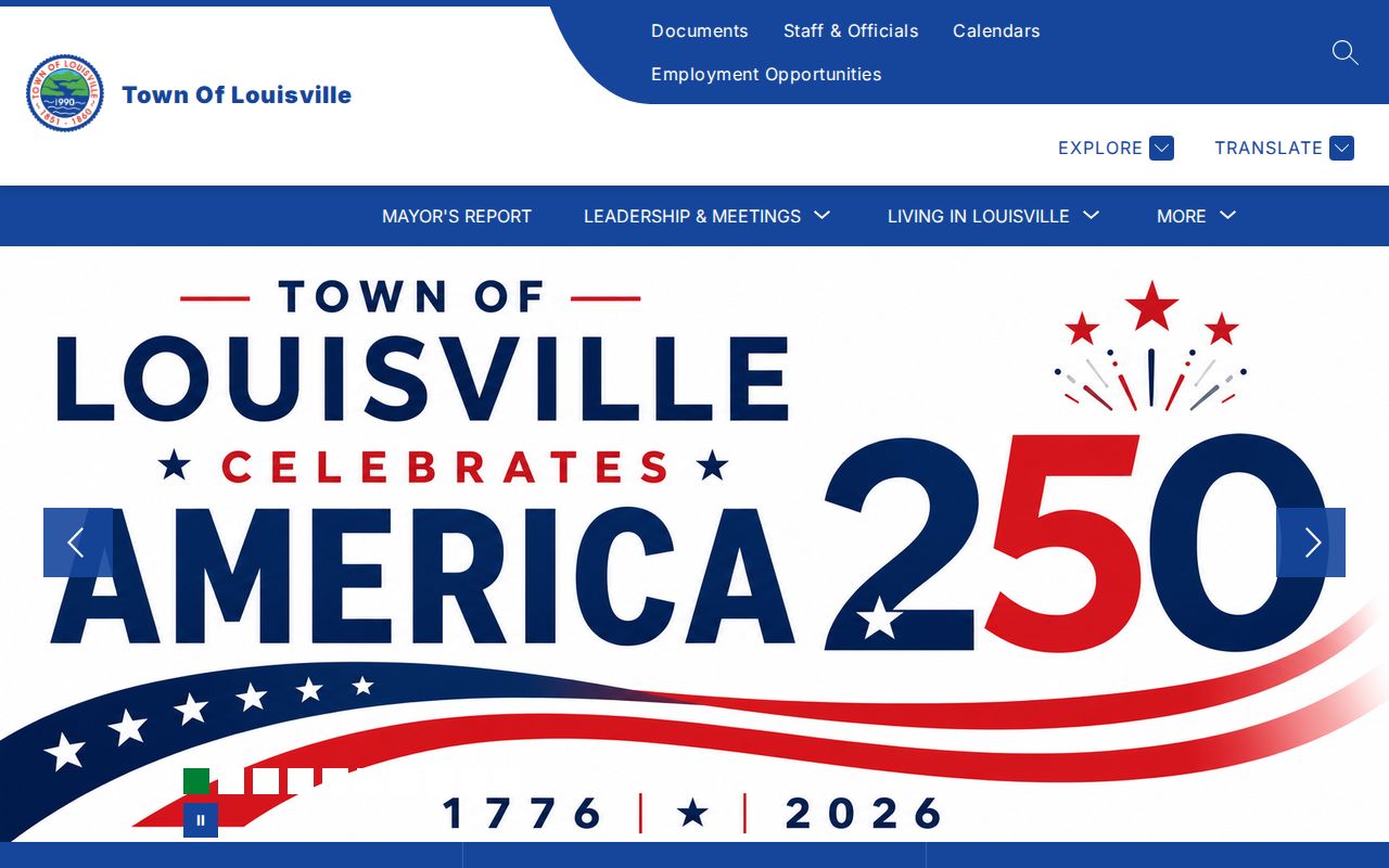 Louisville Town Hall official page with town contact and public information links