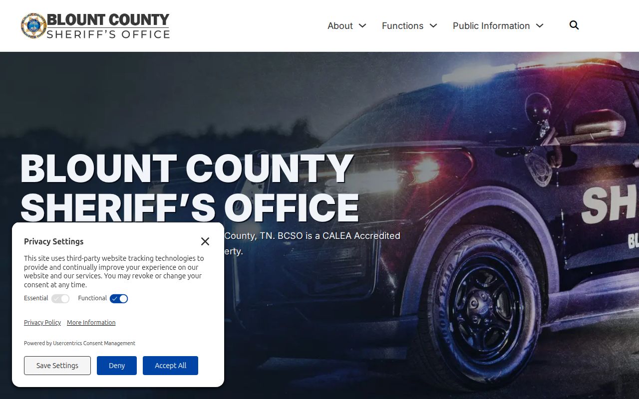 Blount County Sheriff's Office homepage with records and public-service links